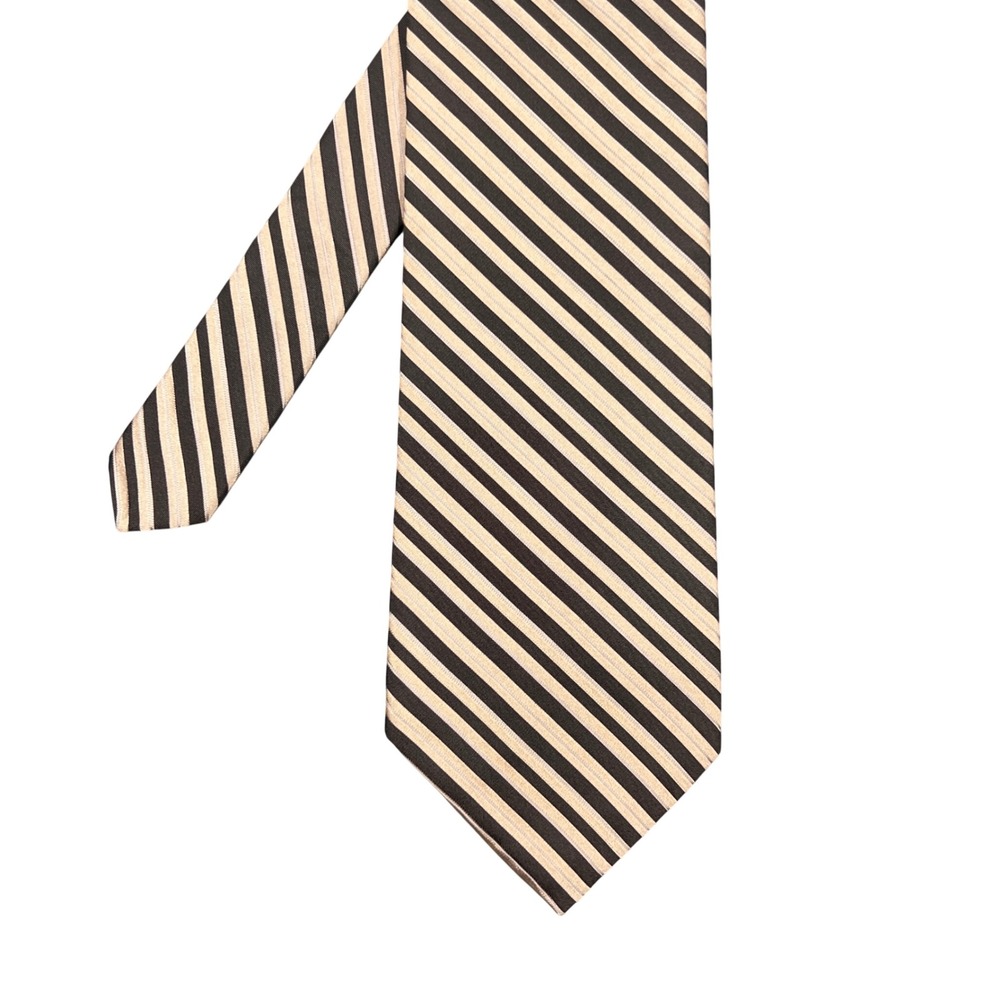City Jones New York Brown Striped Silk Necktie Mens OSFA